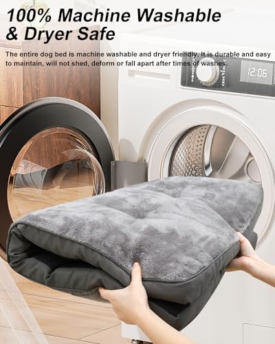 Dog Bed for Crate Washable Plush Medium Size Dog Kennel Pad with Anti-Slip Bottom, 29x18 Inch, Grey - color: Grey, size: 29.0 L x 18.0 W x 1.5 Th