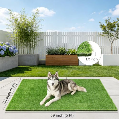 59" x 36" Fake Grass Mat for Dogs, Premium Washable Artificial Turf Grass Rug for Patio Lawn Balcony Door Dog Pet Pee Potty Training - size: 59"L x 36"W
