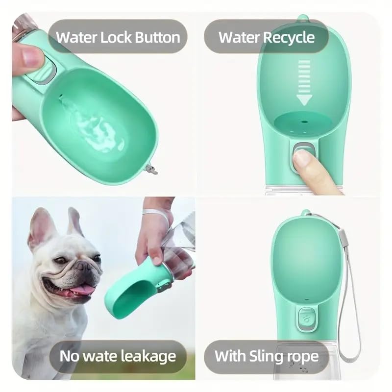 Leak-Proof Portable Dog Water Bottle with Built-in Bowl | Travel Pet Water Dispenser for Hiking, Walking & Outdoor Use | One-Hand Operation (Pink) - color: Pink