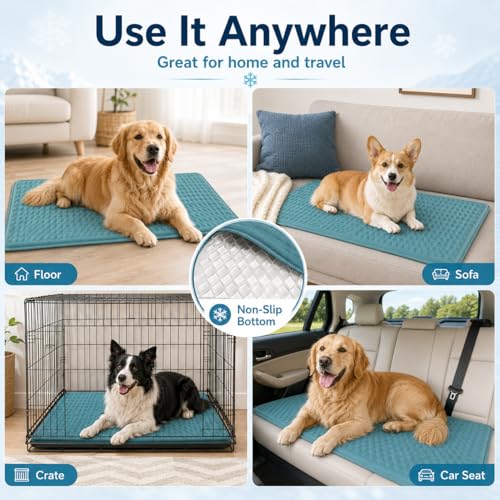GOLOPET Newly Upgraded Large Dog Cooling Mat 34x23 in,Ice Breathable Fabric, Solid Silicone Honeycomb Heat Dissipation Structure, Long-Lasting Coolness Cooling Mat for Dogs(Q-Max>0.5) - size: 34 x 23 in
