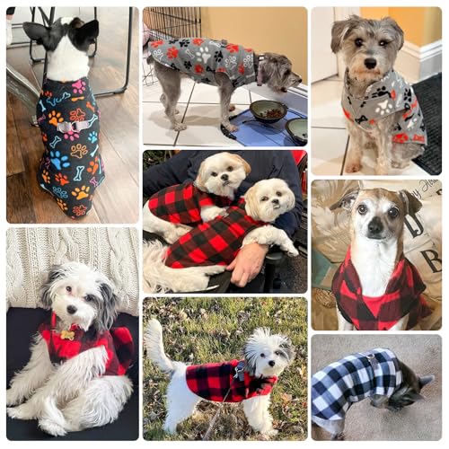 BEAUTYZOO Small Dog Sweater Fleece Vest Winter Jacket, D-Ring Leash Attachment for XS S Puppy Medium Sized Breeds Dogs, Cold Weather Dog Clothes Windproof Keep Warm, Christmas Red Plaid S - color: RED BUFFALO PLAID, size: Small