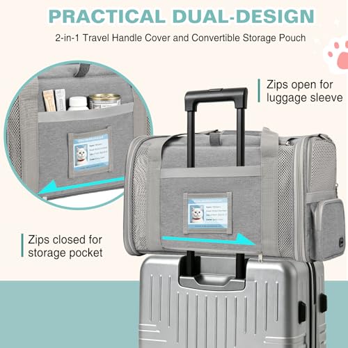 Soft Cat Carrier for Pets Up to 20 Lbs, Collapsible Cat Carrier Bag with Privacy Curtains, Airline Approved Small Pet Carrier for Small Medium Cats Dogs Puppy, Washable Soft Pet Travel Bag Dog Carrier - color: Gray