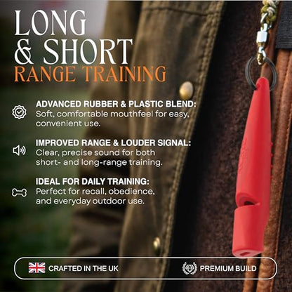 ACME Alpha 211.5 Professional Dog Training Whistle with Enhanced Ergonomic Grip. BPA-Free Plastic. 110 dBA. Long Range. Standardized Frequency. Weatherproof. Made in the UK (Carmine Red) - color: Carmine Red