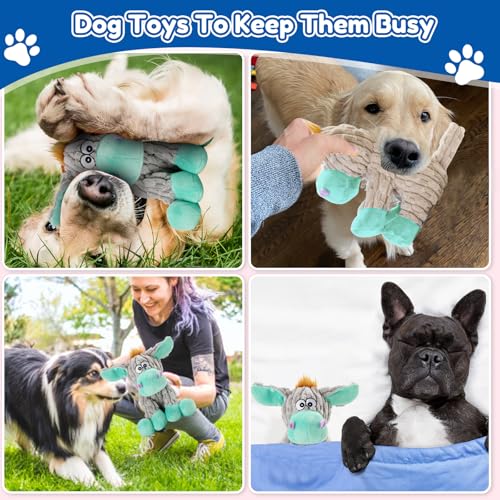 loncoldy Dog Toys, Interactive Dog Squeaky Toys, Tough Crinkle Stuffed Animal Chew Toy for Small, Medium, Large Breeds, Plush Toy to Keep Them Busy, Pet Toys for Dogs - color: lake blue