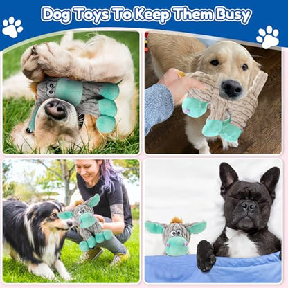 loncoldy Dog Toys, Interactive Dog Squeaky Toys, Tough Crinkle Stuffed Animal Chew Toy for Small, Medium, Large Breeds, Plush Toy to Keep Them Busy, Pet Toys for Dogs - color: lake blue