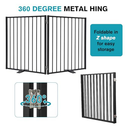 Snagle Paw Extra Wide Dog Gate,Free Standing Dog Fence with Door, Up to 52 Inch Wide Pet Gate with Support Feet for Stairs, Hallways, Doorways, Yard (Black, 2 Panels) - size: Up to 52" W, 2 Panels, Black