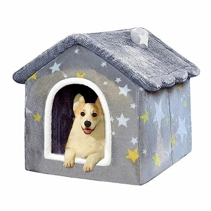 Dog House Indoor, Foldable Soft Kennel Bed Warm Cat Nest Puppy Cave with Cushion for Small Medium Large Dogs Cats (M-Within 17 lbs) - size: M-within 17 lbs