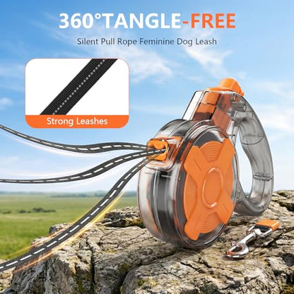 Lightweight and 16Ft Retractable Dog Leash - Anti-Entanglement and one-Hand Brake, Easy to Control - Durable Dog Leash, Designed for Women, Suitable for Small/Medium Dogs - Comfortable Grip