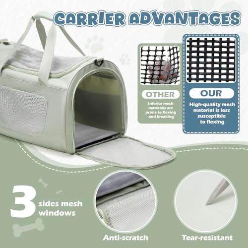 Large Cat Carriers Dog Carrier Pet for Small/Medium Cats Dogs Puppies,Soft-Sided Cat Bag Airline Approved,Carry Up to 20 Lbs,Green - color: A-Medium-Green