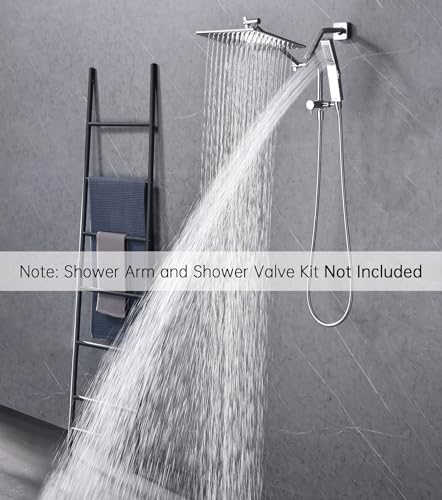 G-Promise All Metal 10 Inch Rain Shower Head with Power Wash Mode Handheld Spray Combo, Pause Setting 3-way Diverter, Full Body Coverage Waterfall Showerhead, Luxury Bathroom Upgrade (Chrome) - color: Chrome, size: 10 Inches