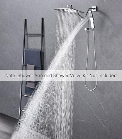 G-Promise All Metal 10 Inch Rain Shower Head with Power Wash Mode Handheld Spray Combo, Pause Setting 3-way Diverter, Full Body Coverage Waterfall Showerhead, Luxury Bathroom Upgrade (Chrome) - color: Chrome, size: 10 Inches