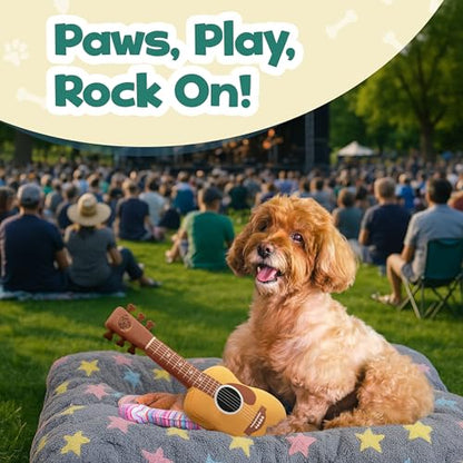 PUPROAR Guitar Dog Toy, Funny Plush Squeaky Puppy Gift, Unique Birthday Gift for Small, Medium & Large Breeds
