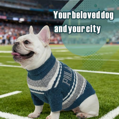 Small Dog Sweater Football Theme Turtleneck Knit Dog Sweaters for Small Pets Warm Winter Cat Dog Clothes - color: green&gray, size: Medium