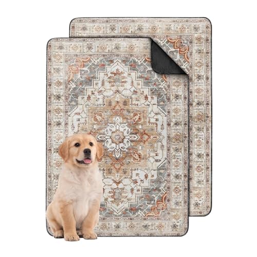 Washable Pee Pads for Dogs 2 Pack, Absorbent Reusable Puppy Pads Waterproof, Leakproof & Non-Slip Whelping Pad, Potty Training Pads for Dogs Playpen Mat 24x36 - color: E Brown, size: 24"x36"(2 Pack)