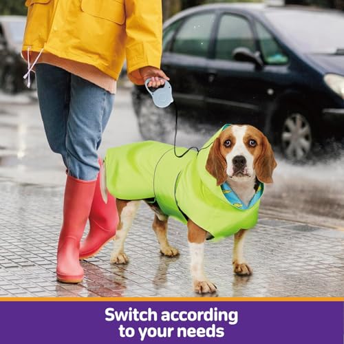 Kimee Dog Raincoat Reversible, Single Side Slicker Poncho Adjustable Waterproof Dog Rain Jacket with Leash Hole/Reflective Stripe Hooded Snowproof Windproof Clothes for Medium to 2X-Large Dogs, 2XL - color: Neon Green, size: 2X-Large