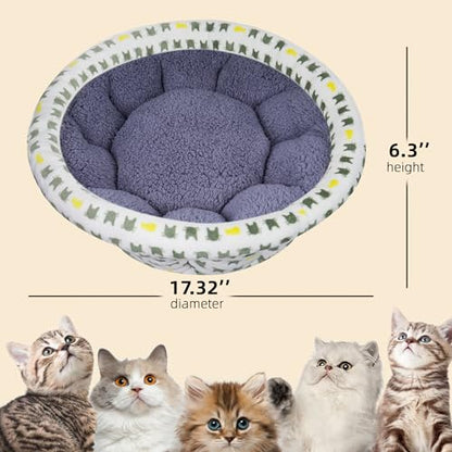 AIWIKIDE Super Soft Small Dog & Cat Bed, Anti-Anxiety Puppy Cuddler, Cozy Round Fluffy Plush Pet Bed, Machine Washable Faux Fur Donut Cuddler, Grey - color: Grey