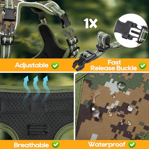 Timos Dog Harness Small Sized,No Pull Dog Harness Adjustable Metal Rings 3 Buckles,Reflective No Choke with Easy Control Handle for Small Dogs,Military Green S - color: Military Green, size: Small (Pack of 1)