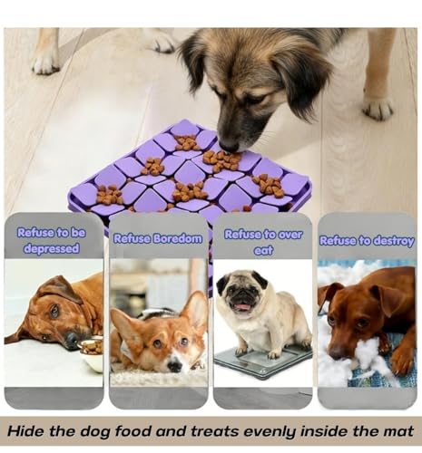 Pet Silicone Snuffle Mat Dog Feeding Mat Non-Slip Slow Feeder Puzzle Mat No Hurt for Dog's Nose for Smell Training Slow Eating (Blue) - color: Blue