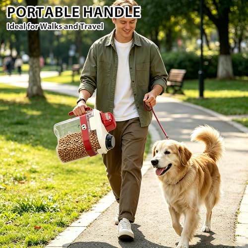 Pet Food Storage Container with Airtight Lid, 8lbs Large Capacity Cat Dog Food Storage Bins with Measuring Cup, Pour Spout & Handle, BPA-Free, Leak-Proof for Dry Food, Cereals (Brown) - color: Brown