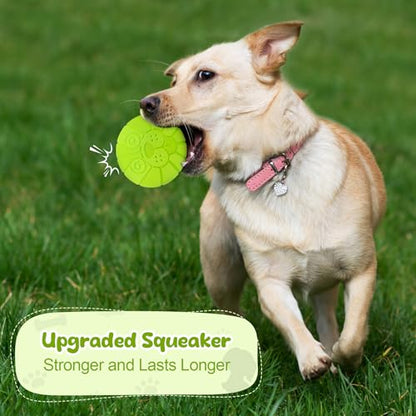 Indestructible Squeaky Dog Balls for Aggressive Chewers, Interactive Dog Toys to Keep Them Busy, Dog Chew Toys for Aggressive Chewers, Rubber Squeaky Balls for Dogs to Relieves Anxiety - color: Green
