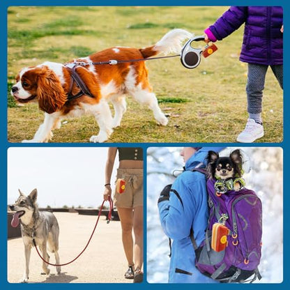 Dog Poop Bag Holder Zippered Pouch, Portable Dog Poop Bag Dispenser with 1 Metal Clip, Fashion Color Matching Canvas Waste Bag Holder for Leashes - Blue & Brown - color: 2 Pack-Blue & Brown
