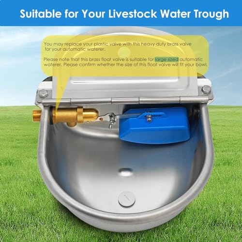 Brass Float Valve 1/2 Inch, Livestock Water Tank Float Valve Switch Brass Float Ball Valve Shut Off Pool Auto Fill Valve for Automatic Waterer - style: 1/2 Inch