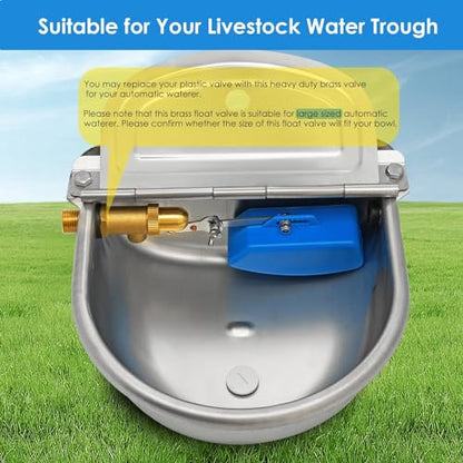 Brass Float Valve 1/2 Inch, Livestock Water Tank Float Valve Switch Brass Float Ball Valve Shut Off Pool Auto Fill Valve for Automatic Waterer - style: 1/2 Inch