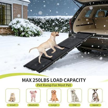 Garvee 20" Extra Wide Folding Dog Ramp for Car, 63" Long Heavy Duty Non-Slip Portable Pet Ramp, Large Dogs Up to 250 lbs, Outdoor & Indoor Use - size: 63" × 20"