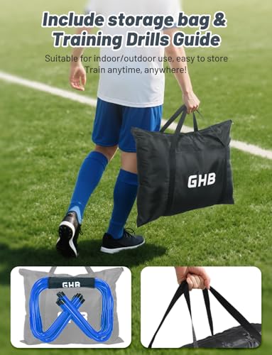 GHB Agility Hurdles Adjustable 8.3"&12.6" Speed Training Equipment Set | Foldable, Sturdy, Drill Guide &Carry Bag Included, For Amateur & Athletes, Soccer & Basketball - color: Blue 6 Pack