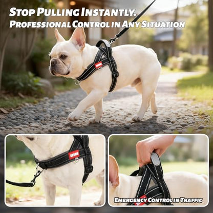 No Pull Dog Harness with Handle, Breathable Mesh Dog Vest for Small Medium Dogs, Lightweight Soft Reflective French Bulldog Harness with Front Clip, Adjustable Easy Walk Puppy Harness (Black, M) - color: Black, size: M