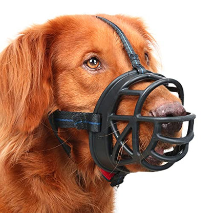 Mayerzon Basket Dog Muzzle for Small Medium Large Dogs, Breathable Silicone Muzzle for Anti-Biting and Anti-Chewing with Soft Padded and Adjustable Head Strap Allows Drinking(#6) - size: Size6-Snout 14.2-15.75 in