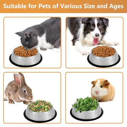 Stainless Steel Cat Bowl, 2 Pack Metal Dog Bowls for Food and Water, Non-Slip Pet Feeding Dish Bowl with Rubber Base for Indoor Cats Small Dogs - size: 6oz 2 pack