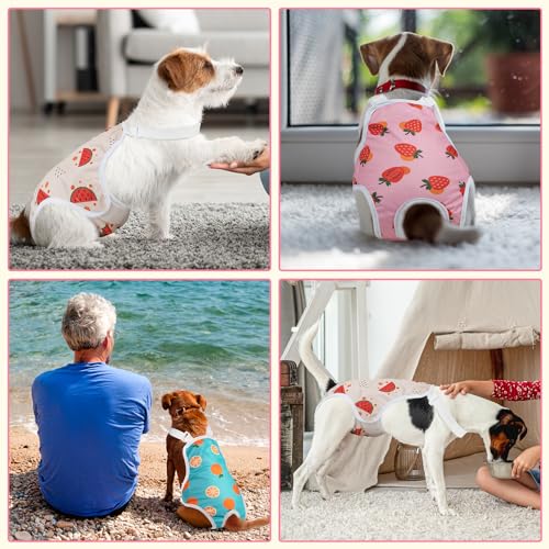 Jollywoods 3 Pack Washable Female Dog Diaper Onesie Sanitary Pantie with Adjustable Suspender, Fixed Doggie Diapers, Super Absorbent Leakproof for Dog in Heat Cycle - size: Large(13"-21" Waist)