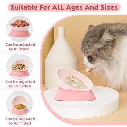 French Bulldog Food Bowl- Slanted Tilted Pug Food Water Bowl,Cat Bowl- Feeder for Frenchie/Shih Tzu/Flat Faced Small Dogs/Puppies/Cats (Pink, 4 Cup) - color: Pink, size: 4 Cup