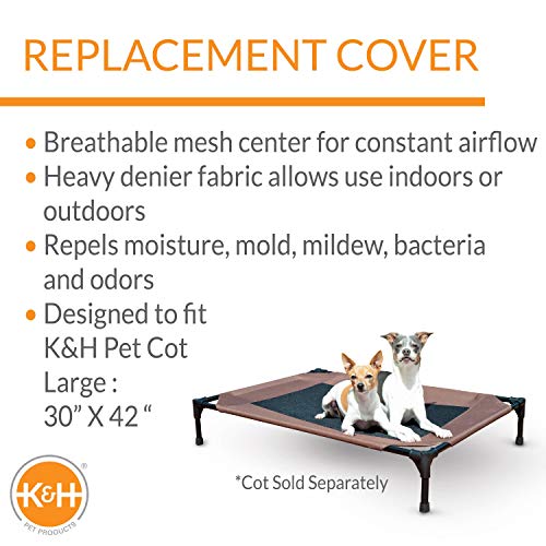K&H Pet Products Dog Cot Replacement Cover, Large, Chocolate (Pack of 6) - color: Chocolate/Black Mesh, size: Large 42 X 30 Inches (Pack of 6)