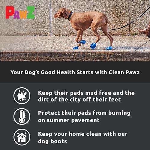 PawZ Rubber Dog Boots for Medium Paws - All-Weather Waterproof Dog Shoes, Anti-Slip Traction for Rain, Snow, Mud & Hot Pavement - Pull-On Dog Booties, Black - Medium (2.5" - 3") - Pack of 24 - size: M