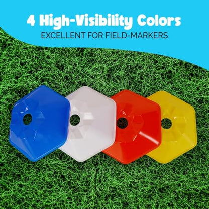 GSi Sports Training Cones for Agility Drills – Soccer & Basketball Multi-Sport Field Markers, Durable Flexible Cones in Multiple Shapes & Packs (20–80 Pack) - style: Hexa - 20 Pack