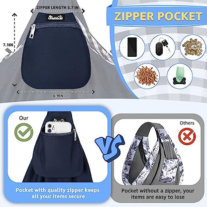 SlowTon Dog Carrier Sling - Thick Padded Shoulder Strap Adjustable Dog Carriers for Small Dogs, Puppy Carrier Purse for Pet Cat with Front Zipper Pocket Safety Belt Machine Washable (DBL, M) - color: F-Navy Knitted Fabric