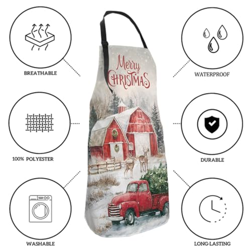 Sweetshow Cute Dog Apron with 2 Pockets and Adjustable Neck Waterproof Kitchen Cooking Dog Grooming Aprons for Women Men - color: Red Truck