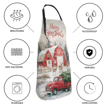 Sweetshow Cute Dog Apron with 2 Pockets and Adjustable Neck Waterproof Kitchen Cooking Dog Grooming Aprons for Women Men - color: Red Truck