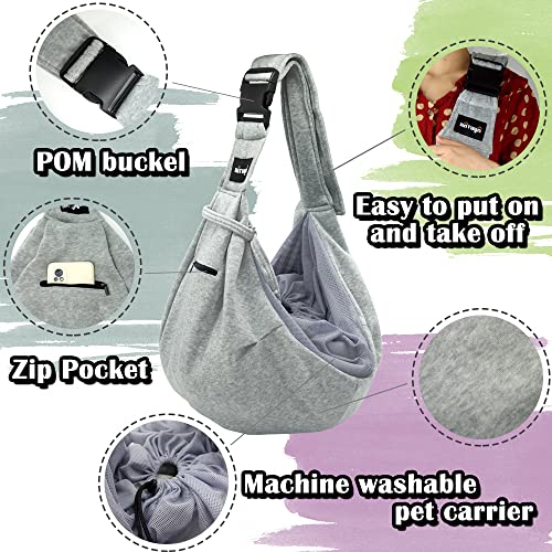 NATUYA Pet Dog Sling Carrier - Breathable Mesh Travel Safe Sling Bag Carrier for Dogs Cats-Hands Free Pet Bag-Buckle net Pocket pet Bag (Grey) - color: Grey