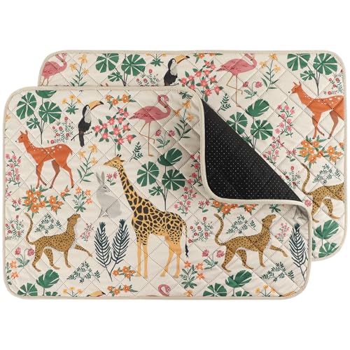 IEUUMLER Washable Pee Pads for Dogs, 2 Pack Forest Pattern Reusable Waterproof Puppy Pads, Non-Slip Super Absorbent Dog Training Pad for Playpen Crate Bed EU013 Beige Jungle, 48x36 - color: Beige Jungle, size: 48x36 inch - 2pcs