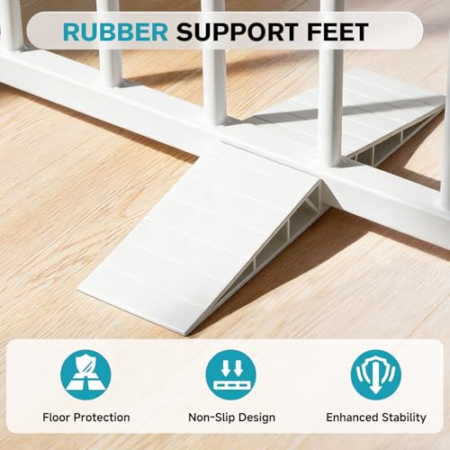 Snagle Paw Extra Wide Dog Gate,Free Standing Dog Fence with Door, Up to 52 Inch Wide Pet Gate with Support Feet for Stairs, Hallways, Doorways, Yard (White, 2 Panels) - size: Up to 52" W, 2 Panels, White