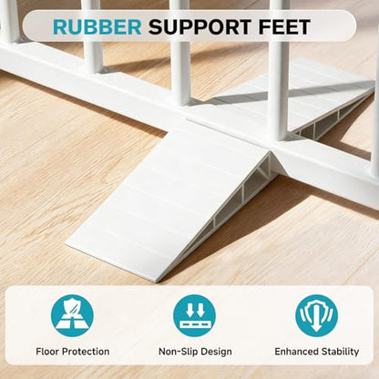 Snagle Paw Extra Wide Dog Gate,Free Standing Dog Fence with Door, Up to 52 Inch Wide Pet Gate with Support Feet for Stairs, Hallways, Doorways, Yard (White, 2 Panels) - size: Up to 52" W, 2 Panels, White