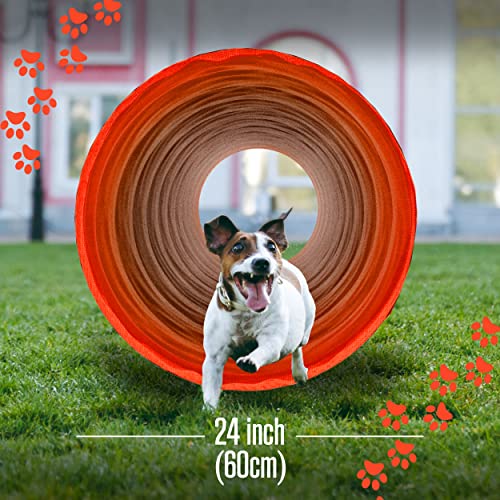 Houseables Dog Agility Tunnel, Dog Tunnel, Agility Equipment, 18 Feet, Puppy Obstacle Course, Crawling, Pet Playground, Small, Medium, Large, Indoor/Outdoor, Play, Pop Up Set, Exercise Tube, Toy, Red - color: Red