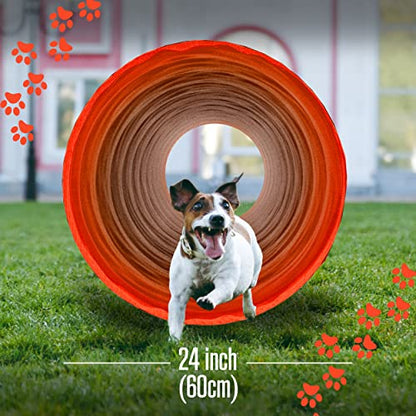 Houseables Dog Agility Tunnel, Dog Tunnel, Agility Equipment, 18 Feet, Puppy Obstacle Course, Crawling, Pet Playground, Small, Medium, Large, Indoor/Outdoor, Play, Pop Up Set, Exercise Tube, Toy, Red - color: Red