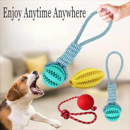 3 Pack Heavy Duty Dog Rope Toys for Breed Aggressive Chewers, Treat Balls and Dog Squeaky Toy for Puppies & Small Dogs