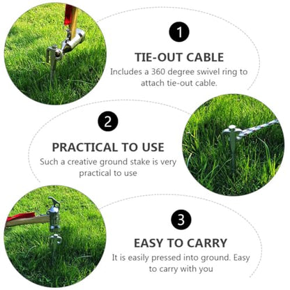 Luxshiny Outdoor Tent Stake and Puppy Tie Out Stake, Heavy Duty Metal Camping Ground Nail for Dog Tie-Down, Portable Pet Camping Anchor for Outdoor Use