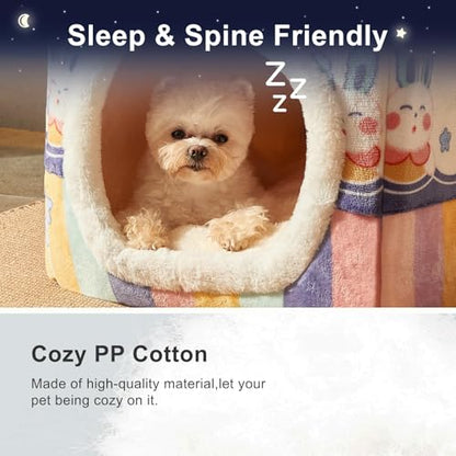 Dog&Cat House Dog&Cat Bed with Cover Cave with Non-Slip Bottom. (Rainbow, Small) - color: Rainbow, size: Small