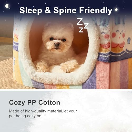Dog&Cat House Dog&Cat Bed with Cover Cave with Non-Slip Bottom. (Rainbow, Large) - color: Rainbow, size: Large